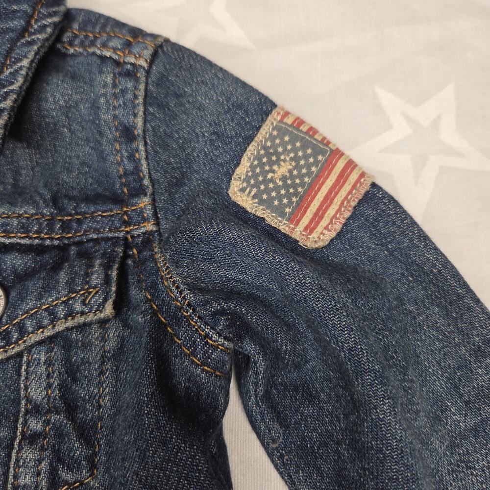 NWT Polo Ralph Lauren Baby Denim Jacket 9M Inwood Trucker Jean Flag Patch - Picture 3 of 13